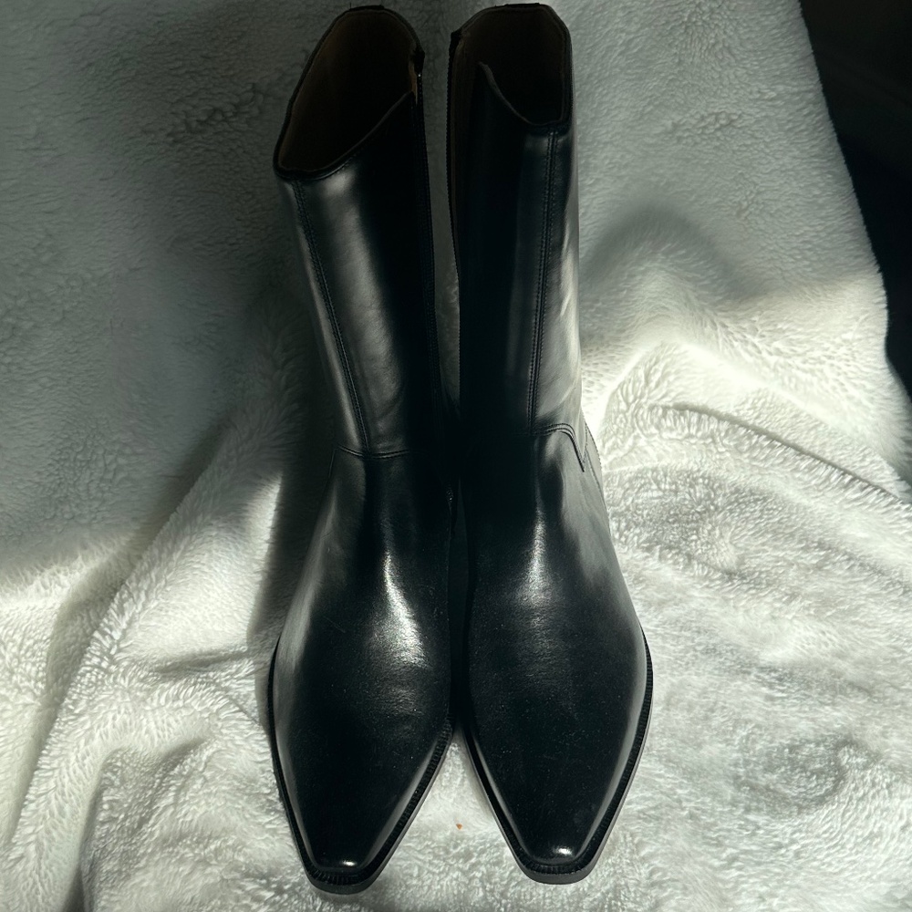 Black leather boots made in Sweden